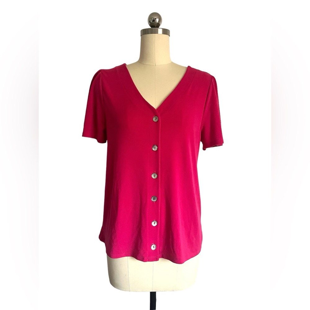NWT Green Envelope Los Angeles Fuchsia Pink Button Down Cardigan